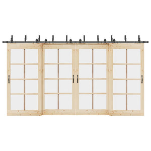 Kit di Binari per Porte Scorrevoli 427 cm Acciaio Nero