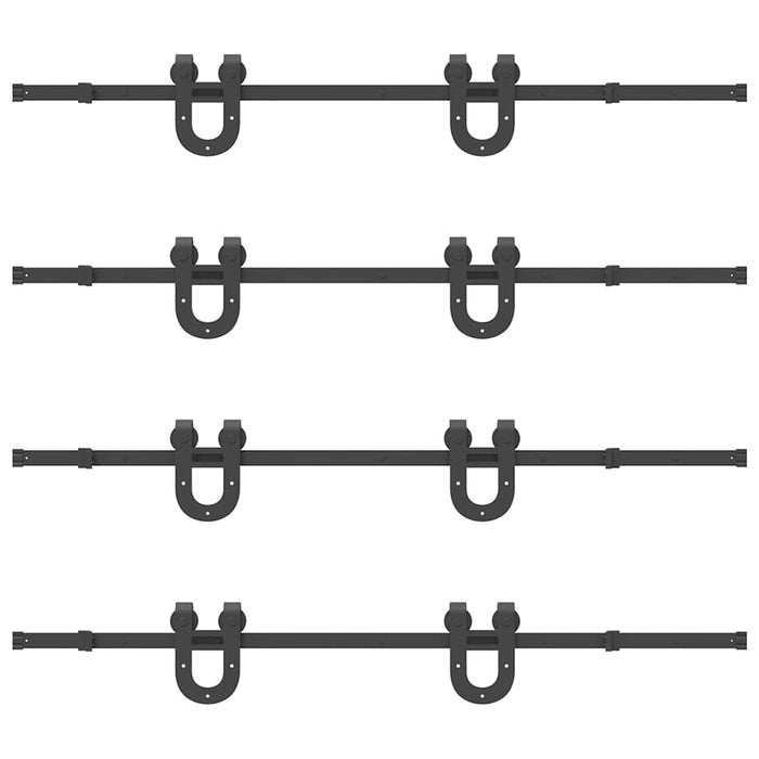 Kit di Binari per Porte Scorrevoli 366 cm Acciaio Nero