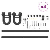 Kit di Binari per Porte Scorrevoli 366 cm Acciaio Nero