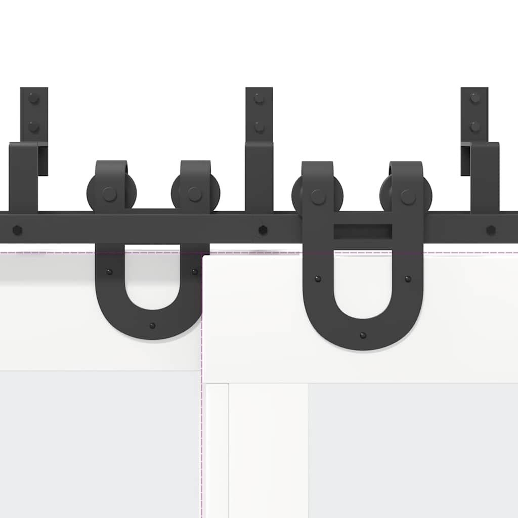 Kit di Binari per Porte Scorrevoli 366 cm Acciaio Nero
