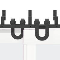 Kit di Binari per Porte Scorrevoli 366 cm Acciaio Nero