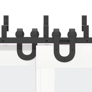 Kit di Binari per Porte Scorrevoli 366 cm Acciaio Nero