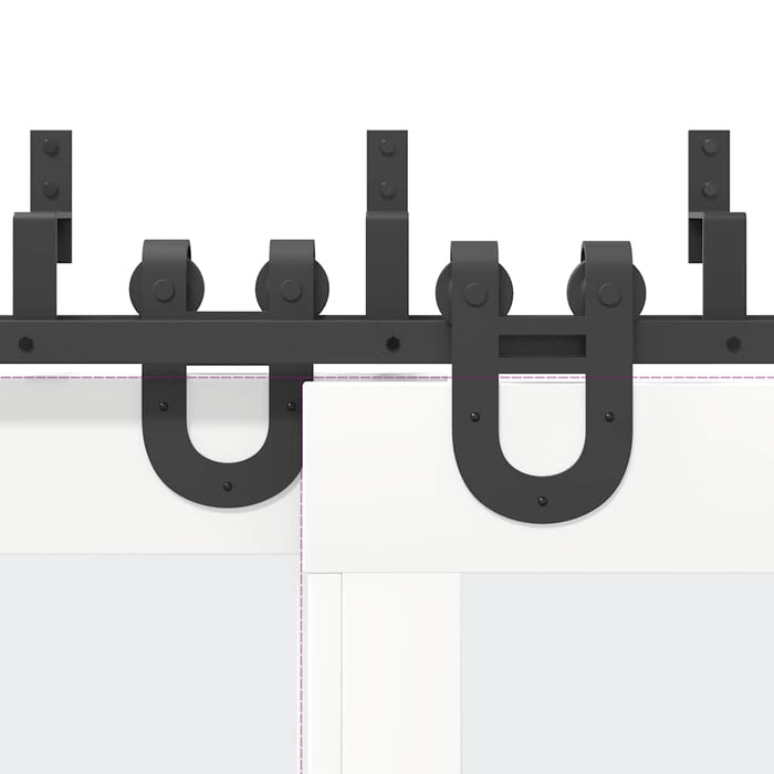 Kit di Binari per Porte Scorrevoli 366 cm Acciaio Nero