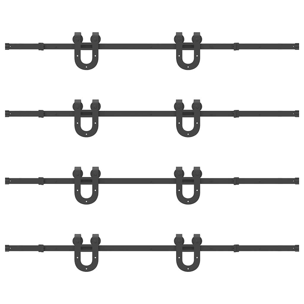 Kit di Binari per Porte Scorrevoli 400 cm Acciaio Nero 3295754