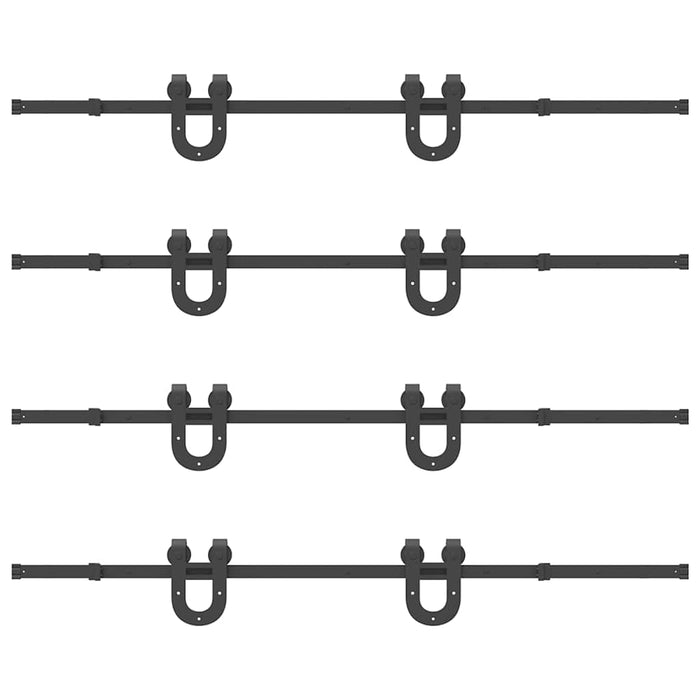 Kit di Binari per Porte Scorrevoli 400 cm Acciaio Nero 3295754