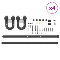 Kit di Binari per Porte Scorrevoli 400 cm Acciaio Nero 3295754