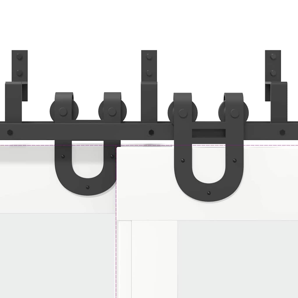 Kit di Binari per Porte Scorrevoli 400 cm Acciaio Nero 3295754