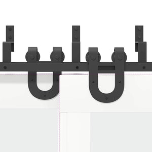 Kit di Binari per Porte Scorrevoli 400 cm Acciaio Nero 3295754