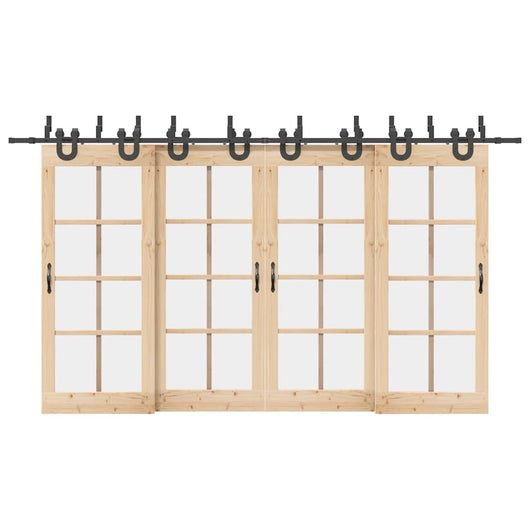 Kit di Binari per Porte Scorrevoli 400 cm Acciaio Nero 3295754