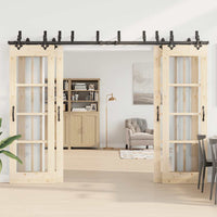 vidaXL Kit di Binari per Porte Scorrevoli 305 cm Acciaio Nero