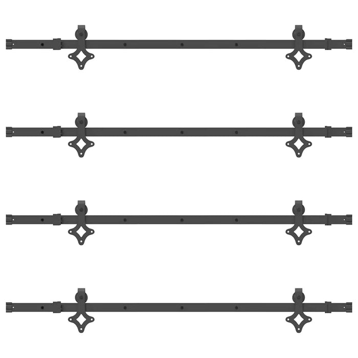 Kit di Binari per Porte Scorrevoli 305 cm Acciaio Nero 3295755