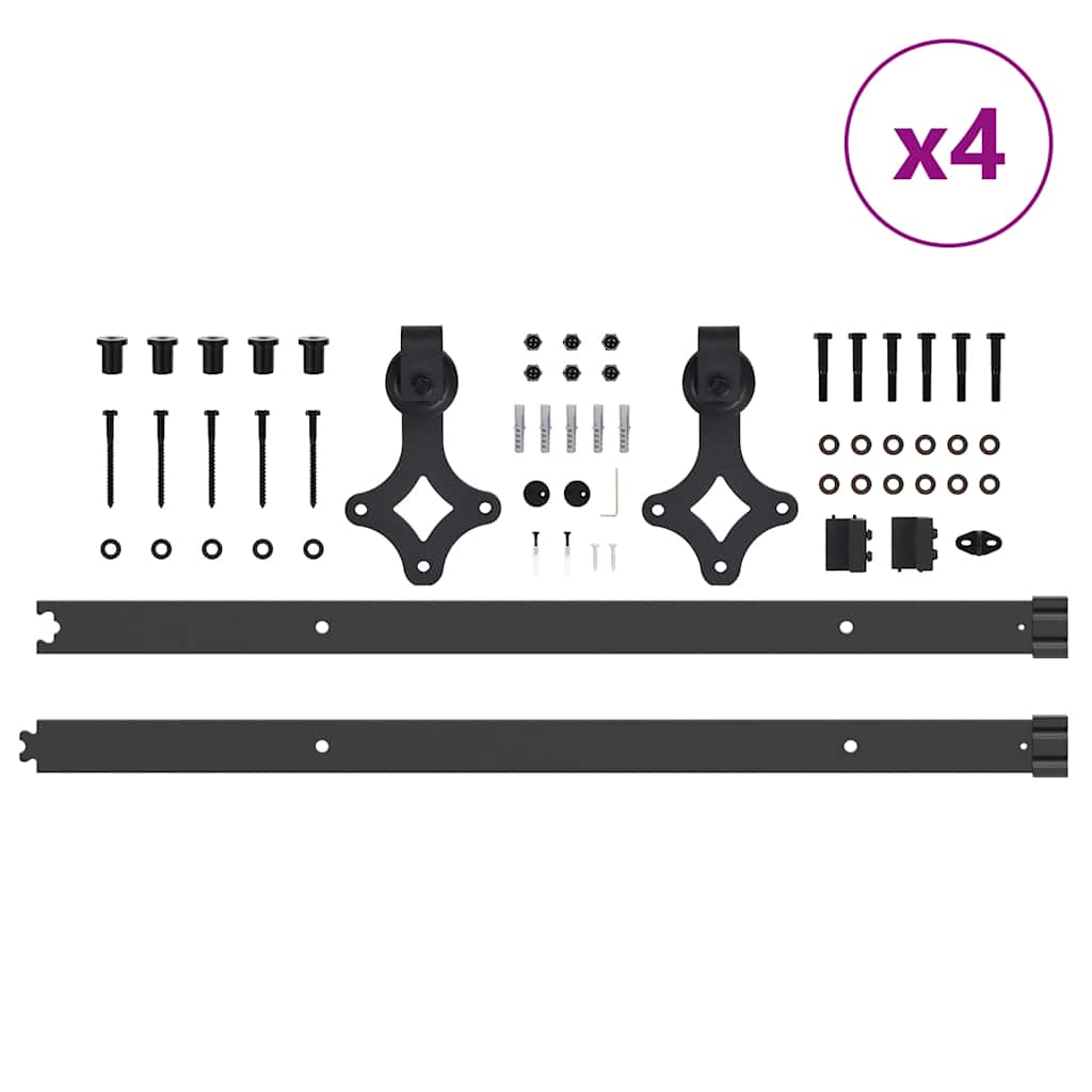 Kit di Binari per Porte Scorrevoli 305 cm Acciaio Nero 3295755