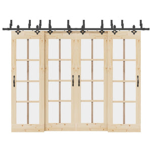 vidaXL Kit di Binari per Porte Scorrevoli 305 cm Acciaio Nero