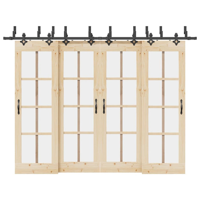 Kit di Binari per Porte Scorrevoli 305 cm Acciaio Nero 3295755