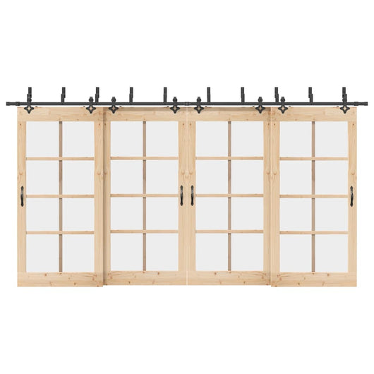 Kit di Binari per Porte Scorrevoli 427 cm Acciaio Nero 3295756