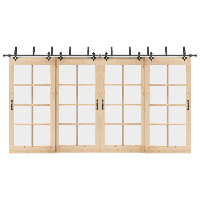 Kit di Binari per Porte Scorrevoli 427 cm Acciaio Nero 3295756