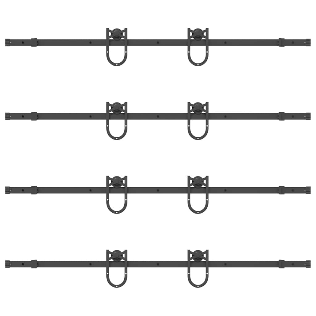 vidaXL Kit di Binari per Porte Scorrevoli 366 cm Acciaio Nero