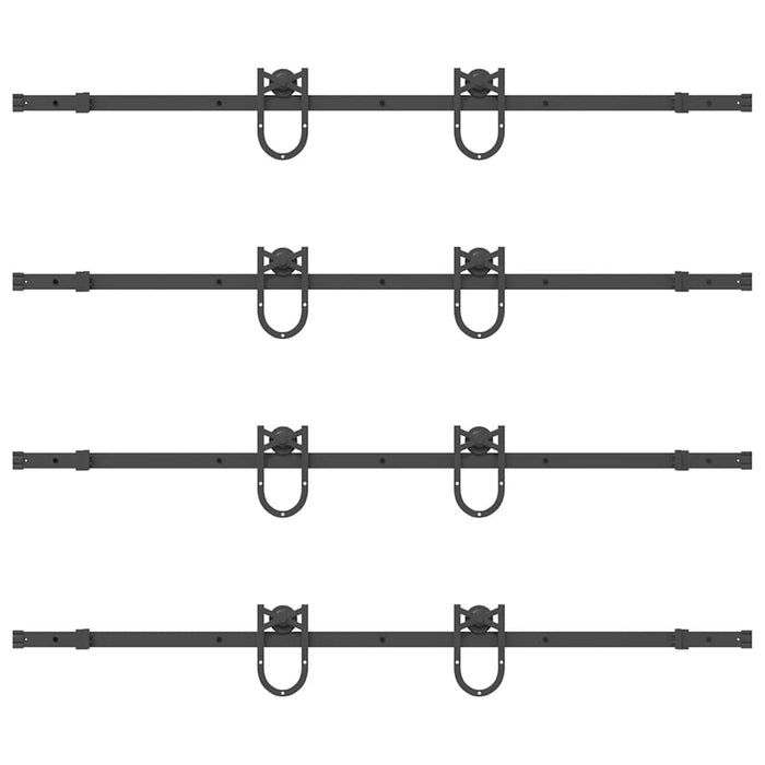 vidaXL Kit di Binari per Porte Scorrevoli 366 cm Acciaio Nero