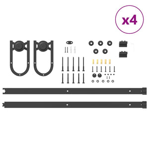 Kit di Binari per Porte Scorrevoli 366 cm Acciaio Nero 3295757