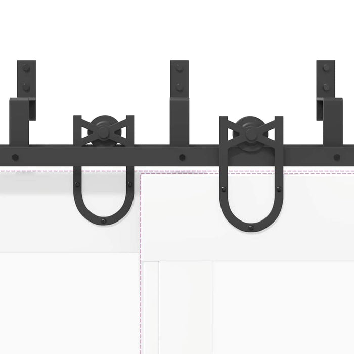 Kit di Binari per Porte Scorrevoli 366 cm Acciaio Nero 3295757