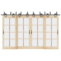 Kit di Binari per Porte Scorrevoli 366 cm Acciaio Nero 3295757