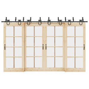 Kit di Binari per Porte Scorrevoli 366 cm Acciaio Nero 3295757