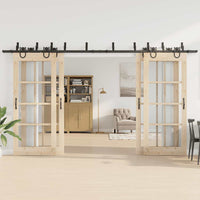 Kit di Binari per Porte Scorrevoli 400 cm Acciaio Nero 3295758