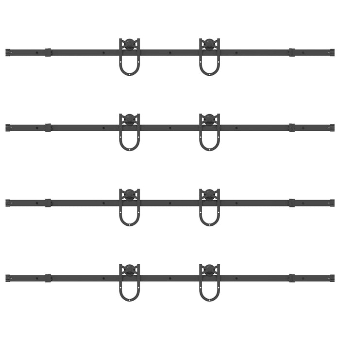 Kit di Binari per Porte Scorrevoli 400 cm Acciaio Nero 3295758
