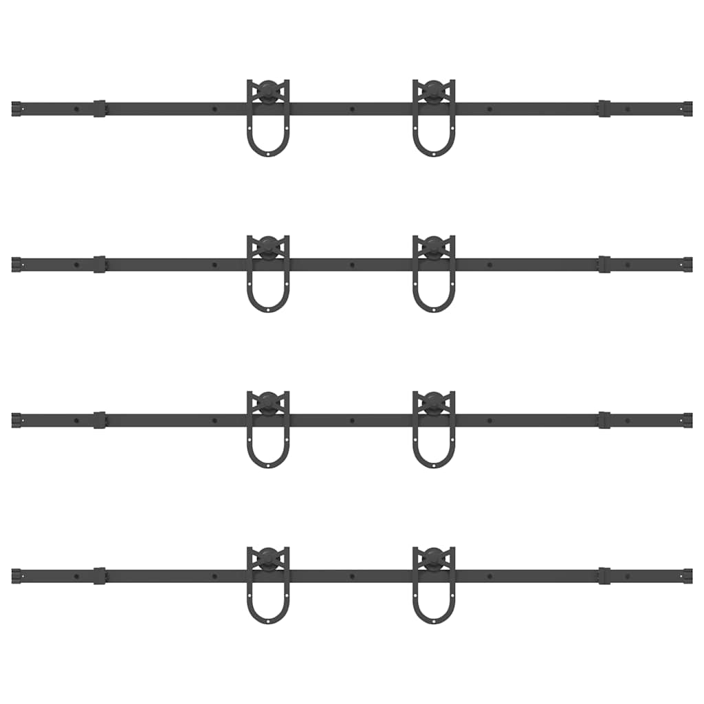 Kit di Binari per Porte Scorrevoli 400 cm Acciaio Nero