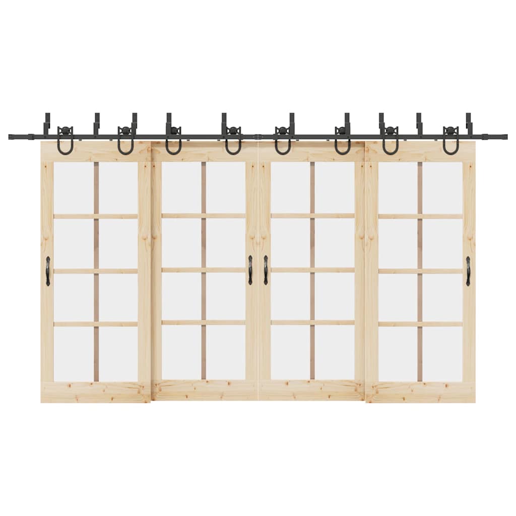 Kit di Binari per Porte Scorrevoli 400 cm Acciaio Nero 3295758