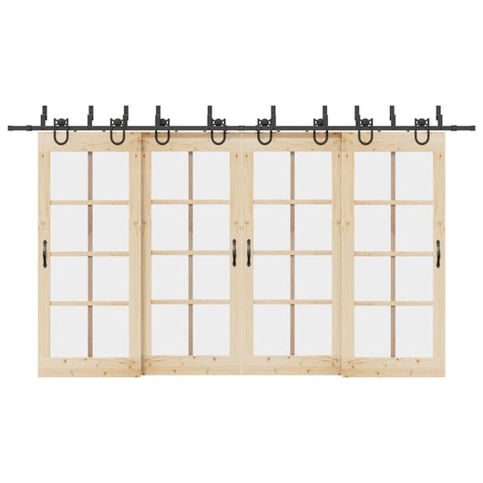 Kit di Binari per Porte Scorrevoli 400 cm Acciaio Nero 3295758