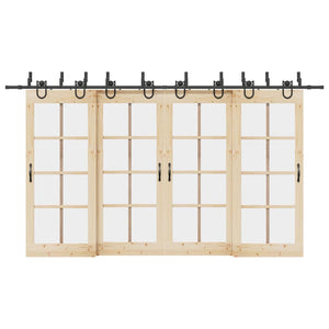 Kit di Binari per Porte Scorrevoli 400 cm Acciaio Nero 3295758