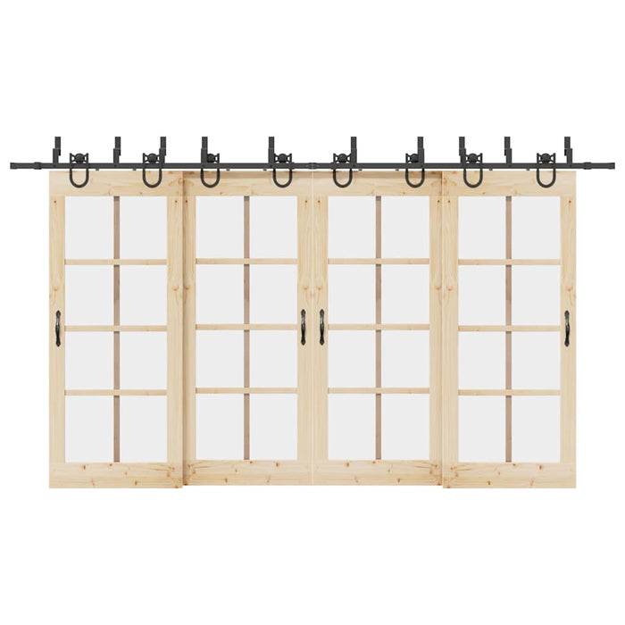 Kit di Binari per Porte Scorrevoli 400 cm Acciaio Nero 3295758