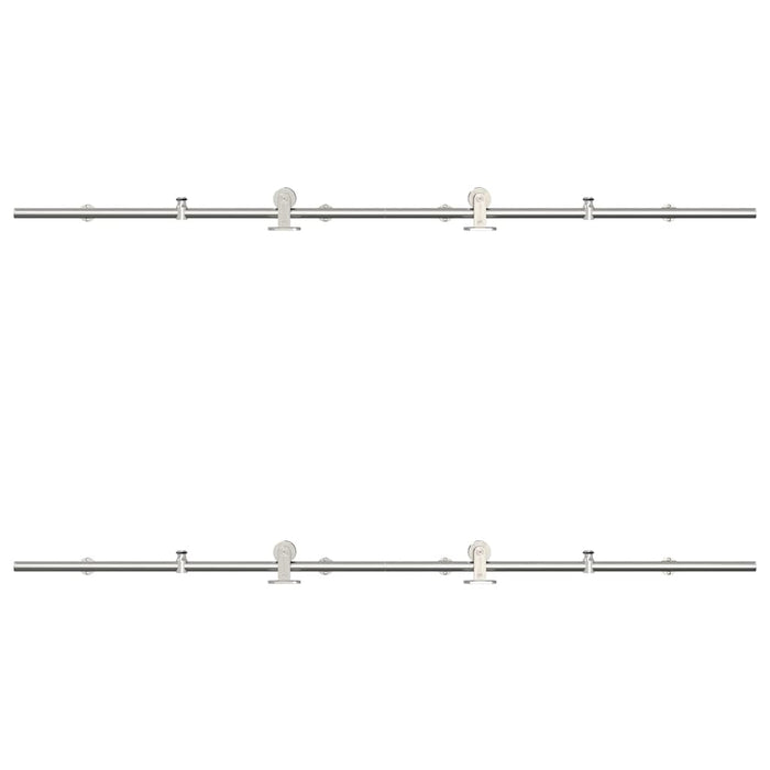 Kit Binari Porta Scorrevole 183 cm Acciaio Inossidabile Argento 3295759