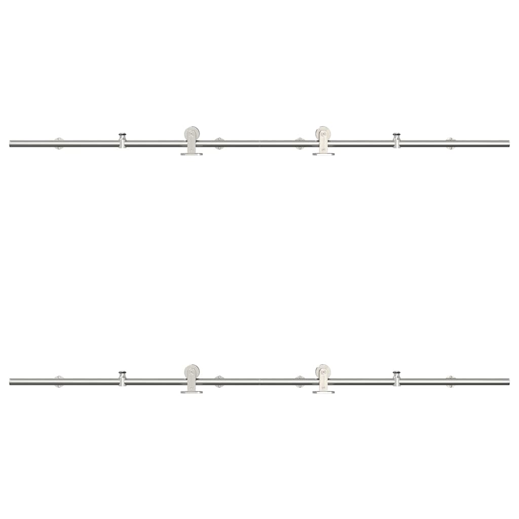 Kit Binari Porta Scorrevole 200 cm Acciaio Inossidabile Argento 3295760