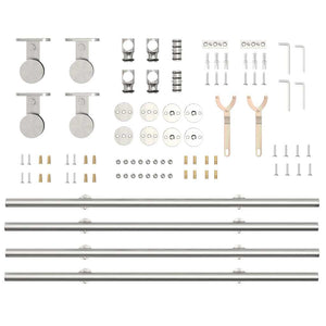Kit Binari Porta Scorrevole 200 cm Acciaio Inossidabile Argento 3295760