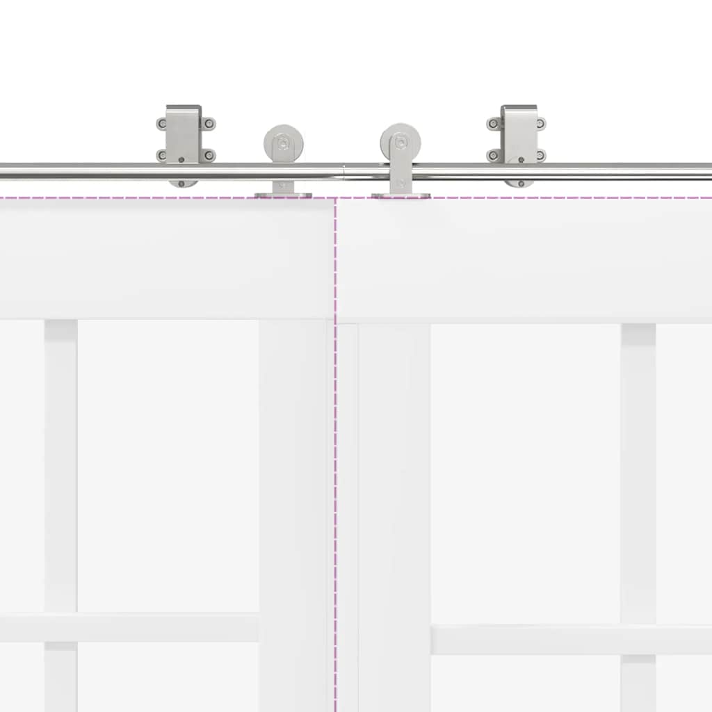 Kit Binari Porta Scorrevole 200 cm Acciaio Inossidabile Argento 3295760