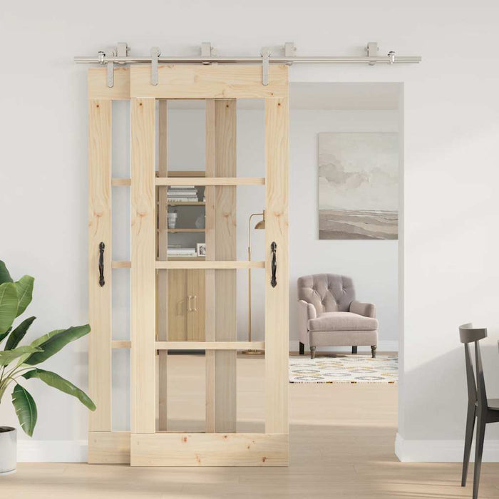 Kit Binari Porta Scorrevole 183 cm Acciaio Inossidabile Argento 3295761