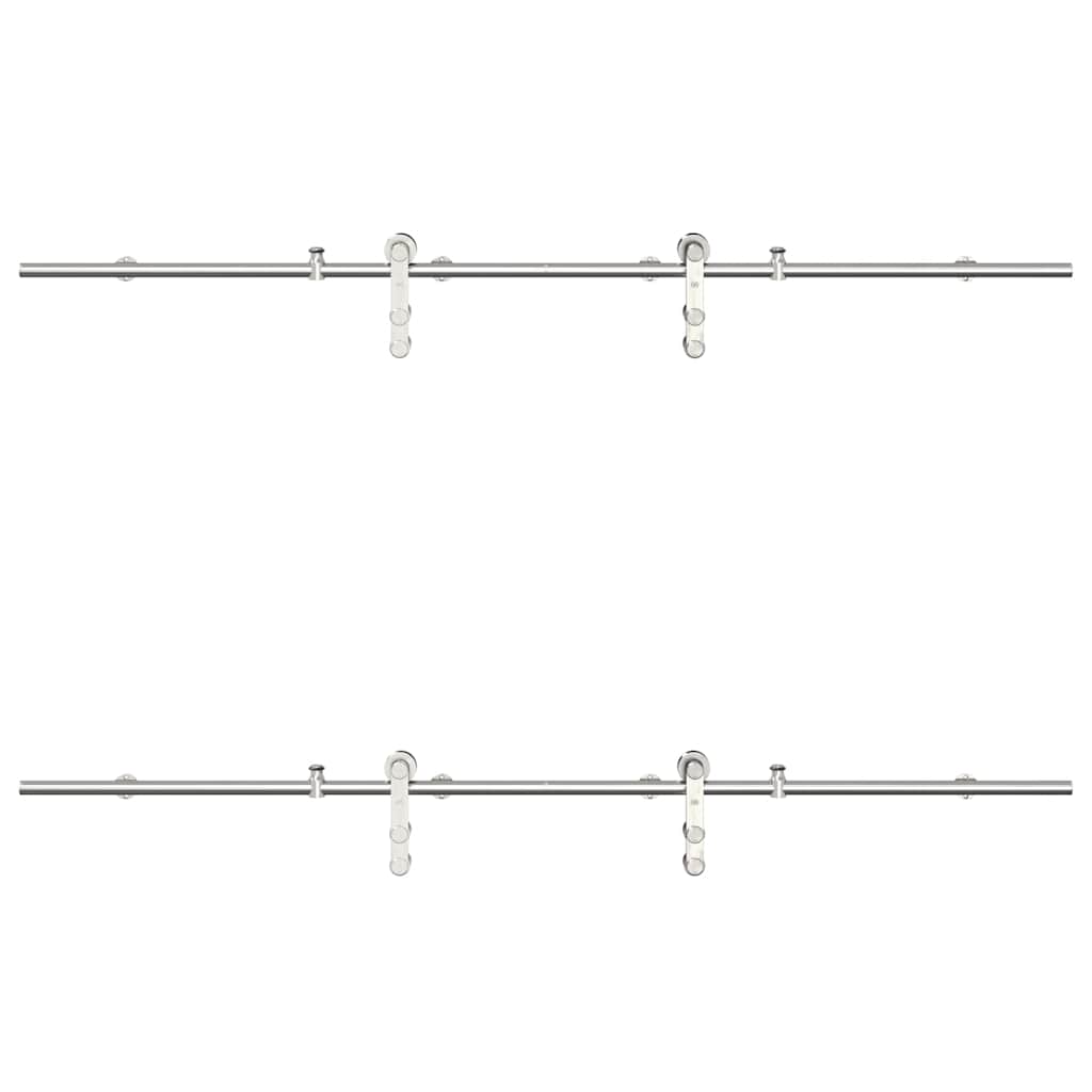 Kit Binari Porta Scorrevole 183 cm Acciaio Inossidabile Argento 3295761