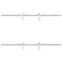 Kit Binari Porta Scorrevole 183 cm Acciaio Inossidabile Argento 3295761