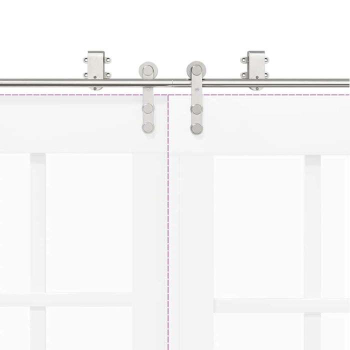 vidaXL Kit Binari Porta Scorrevole 183 cm Acciaio Inossidabile Argento