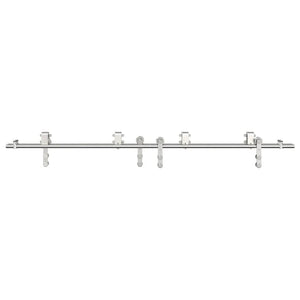 Kit Binari Porta Scorrevole 200 cm Acciaio Inossidabile Argento 3295762