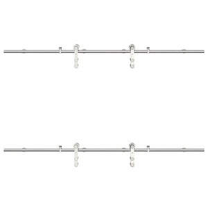 Kit Binari Porta Scorrevole 200 cm Acciaio Inossidabile Argento 3295762