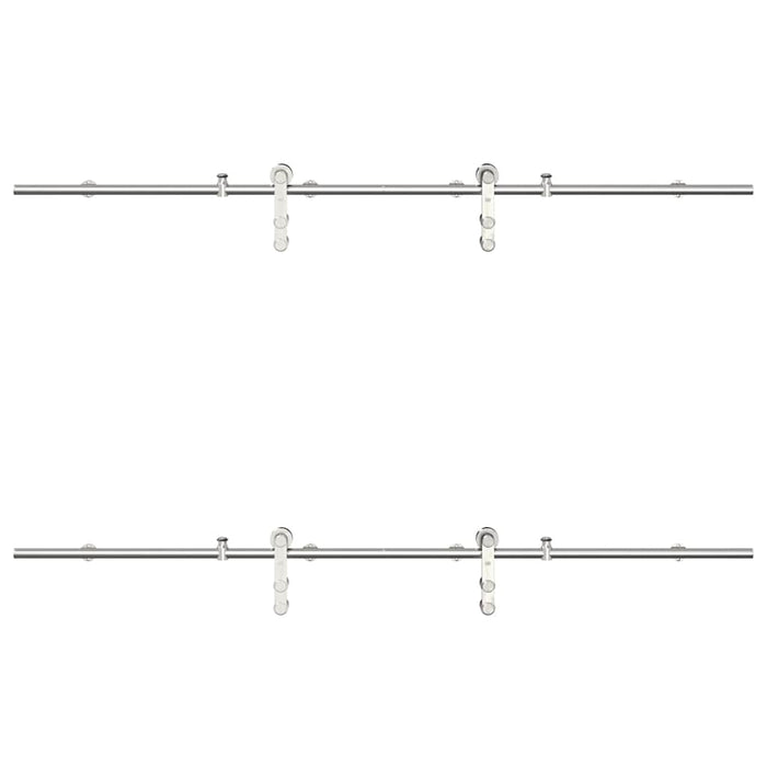 Kit Binari Porta Scorrevole 200 cm Acciaio Inossidabile Argento 3295762