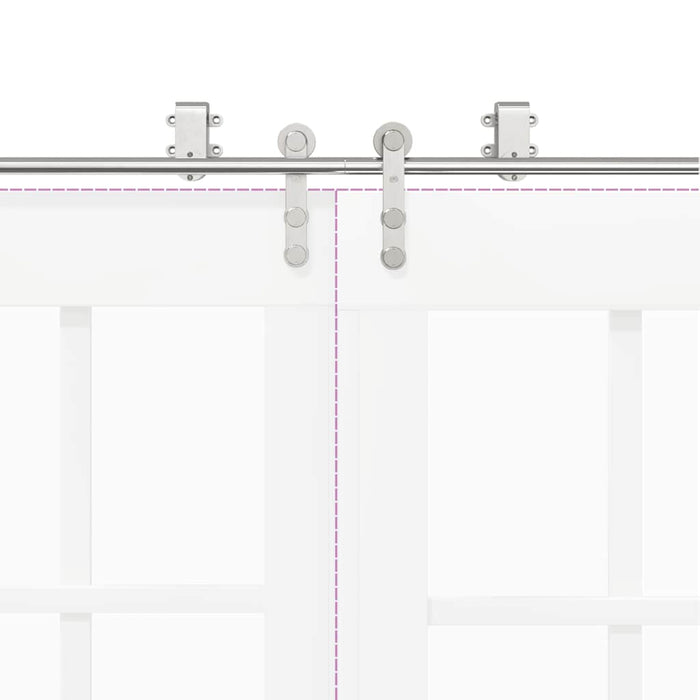 vidaXL Kit Binari Porta Scorrevole 200 cm Acciaio Inossidabile Argento