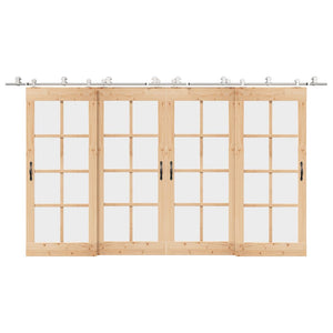 Kit Binari Porta Scorrevole 200 cm Acciaio Inossidabile Argento 3295762