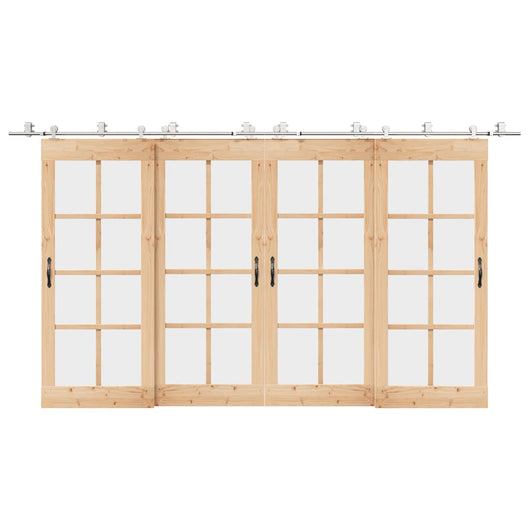 Kit Binari Porta Scorrevole 200 cm Acciaio Inossidabile Argento 3295762