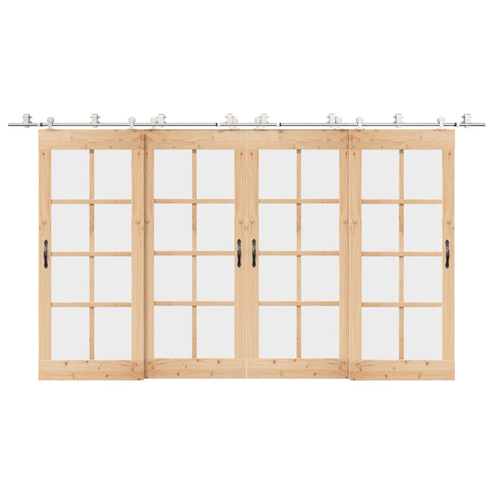 Kit Binari Porta Scorrevole 200 cm Acciaio Inossidabile Argento 3295762