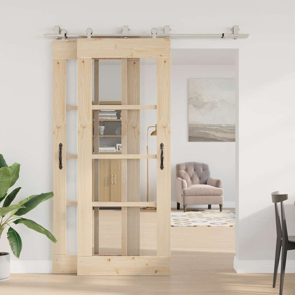 vidaXL Kit Binari Porta Scorrevole 183 cm Acciaio Inossidabile Argento