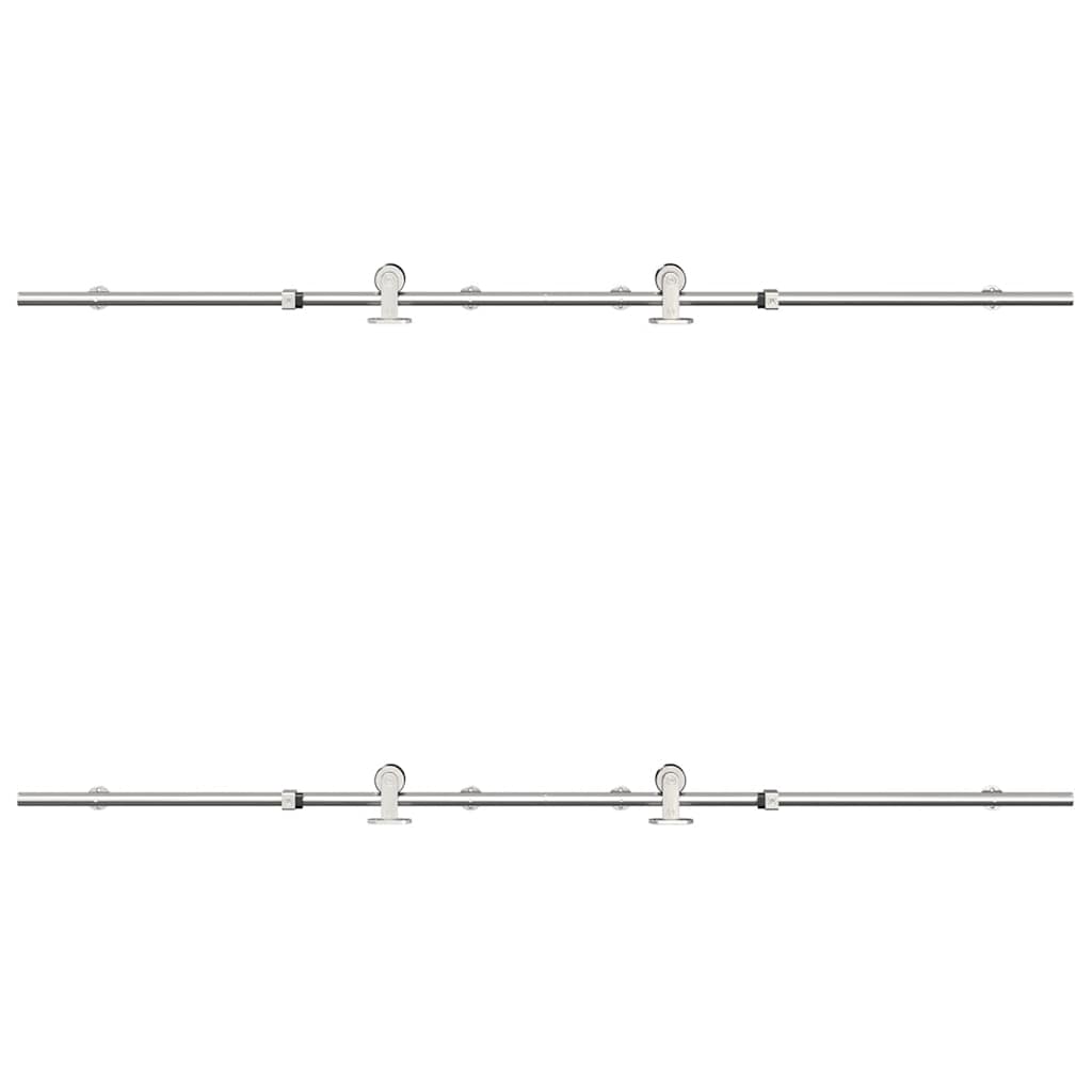 vidaXL Kit Binari Porta Scorrevole 183 cm Acciaio Inossidabile Argento